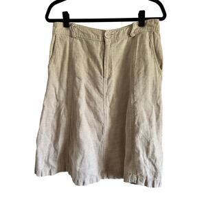 The Territory Ahead Heavyweight 100% Linen Skirt Size 12 Tan